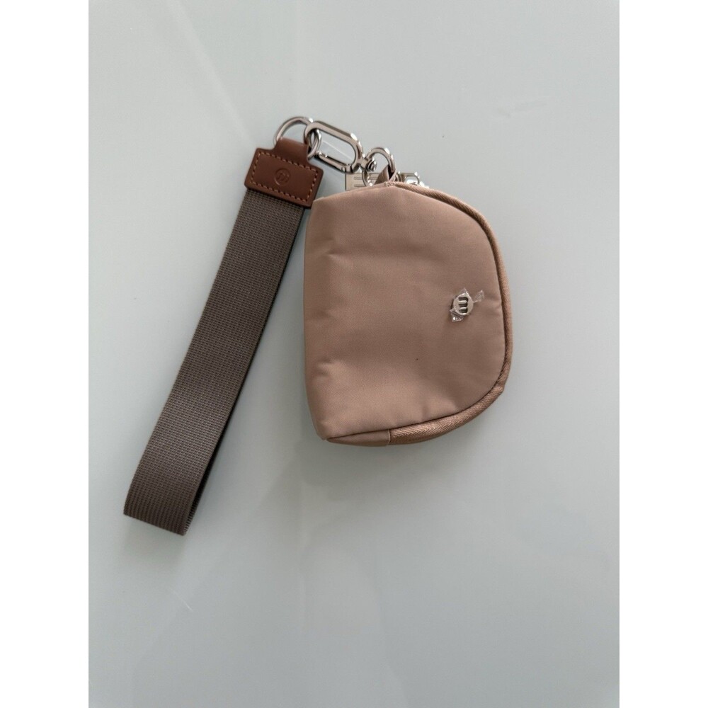 ✿ Lulu Dupe Beige Double Pouch Wristlet Bag Mini Crossbody Travel Purse